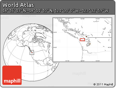 Blank Location Map of the Area around 48° 30' 27" N, 124° 1' 30" W