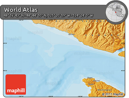 Political Map of the Area around 48° 30' 27" N, 124° 52' 30" W