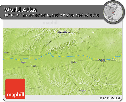 Physical 3D Map of the Area around 48° 30' 27" N, 125° 52' 30" E