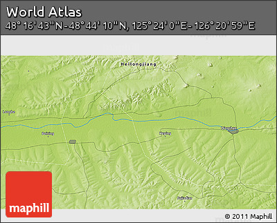 Physical 3D Map of the Area around 48° 30' 27" N, 125° 52' 30" E
