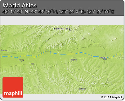 Physical 3D Map of the Area around 48° 30' 27" N, 125° 52' 30" E