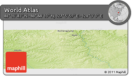 Physical Panoramic Map of the Area around 48° 30' 27" N, 127° 34' 30" E