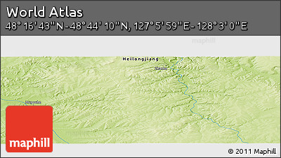 Physical Panoramic Map of the Area around 48° 30' 27" N, 127° 34' 30" E