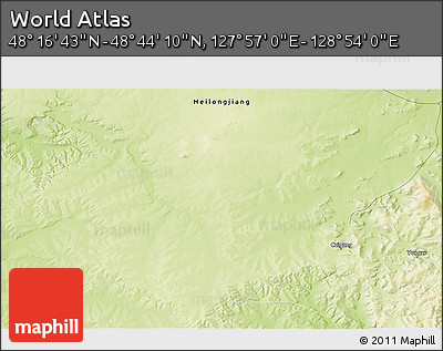 Physical 3D Map of the Area around 48° 30' 27" N, 128° 25' 30" E