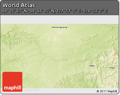 Physical 3D Map of the Area around 48° 30' 27" N, 128° 25' 30" E