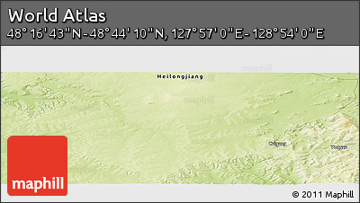 Physical Panoramic Map of the Area around 48° 30' 27" N, 128° 25' 30" E
