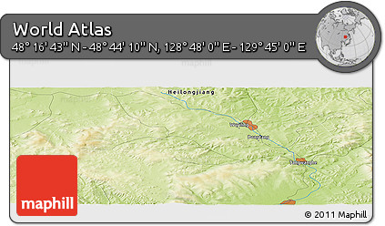 Physical Panoramic Map of the Area around 48° 30' 27" N, 129° 16' 30" E