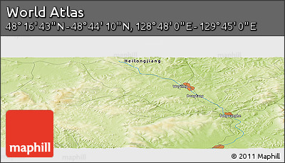 Physical Panoramic Map of the Area around 48° 30' 27" N, 129° 16' 30" E