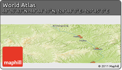 Physical Panoramic Map of the Area around 48° 30' 27" N, 129° 16' 30" E