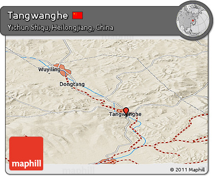 Shaded Relief Panoramic Map of Tangwanghe