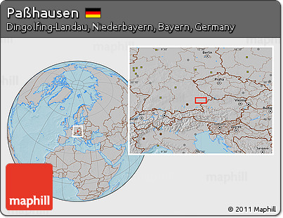 Gray Location Map of Paßhausen, hill shading