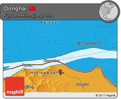 Political 3D Map of Donghai