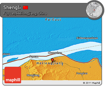 Political 3D Map of Shengli