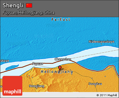 Political 3D Map of Shengli