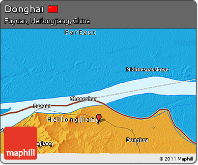 Political 3D Map of Donghai