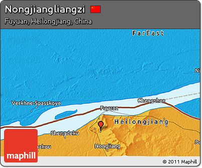 Political 3D Map of Nongjiangliangzi