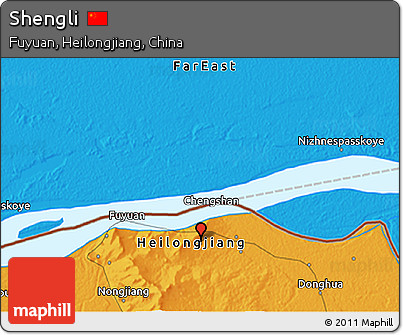 Political 3D Map of Shengli