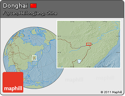 Savanna Style Location Map of Donghai, hill shading