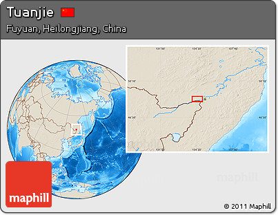 Shaded Relief Location Map of Tuanjie