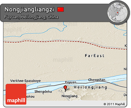 Shaded Relief Panoramic Map of Nongjiangliangzi