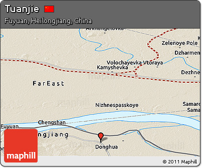 Shaded Relief Panoramic Map of Tuanjie