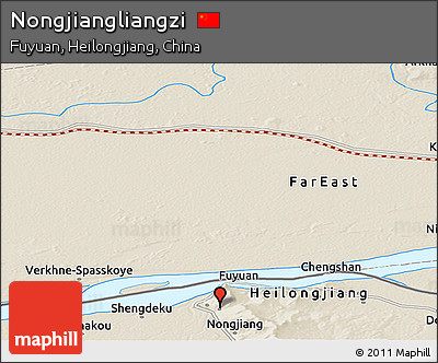 Shaded Relief Panoramic Map of Nongjiangliangzi