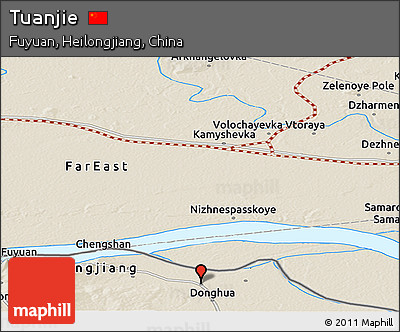 Shaded Relief Panoramic Map of Tuanjie