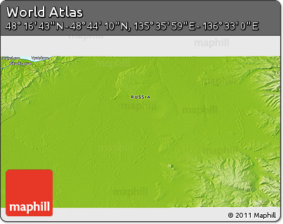 Physical 3D Map of the Area around 48° 30' 27" N, 136° 4' 29" E