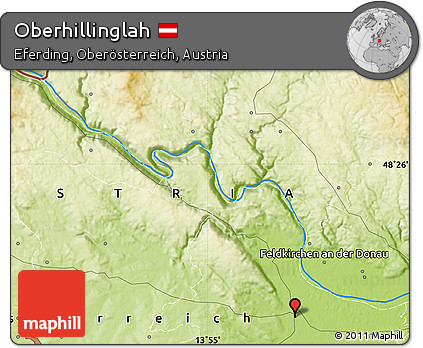 Physical Map of Oberhillinglah