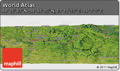 Satellite Panoramic Map of the Area around 48° 30' 27" N, 13° 40' 30" E