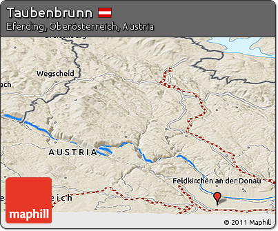 Shaded Relief Panoramic Map of Taubenbrunn