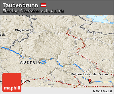 Shaded Relief Panoramic Map of Taubenbrunn