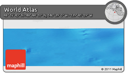 Shaded Relief Panoramic Map of the Area around 48° 30' 27" N, 140° 10' 30" W