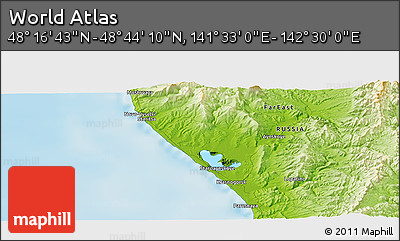 Physical Panoramic Map of the Area around 48° 30' 27" N, 142° 1' 30" E