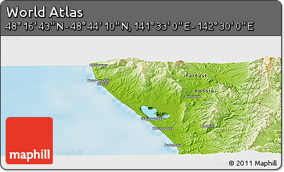 Physical Panoramic Map of the Area around 48° 30' 27" N, 142° 1' 30" E