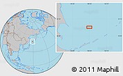 Gray Location Map of the area around 48° 30' 27" N, 148° 49' 29" E