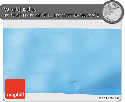 Physical 3D Map of the Area around 48° 30' 27" N, 149° 40' 30" E