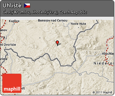 Shaded Relief 3D Map of Uhliště