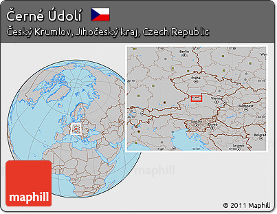 Gray Location Map of Černé Údolí