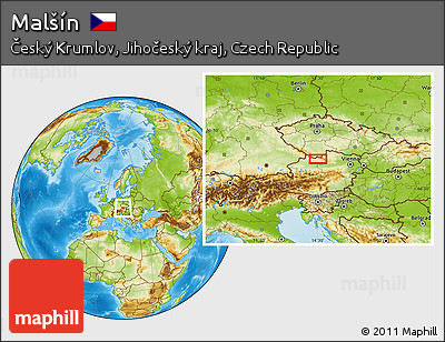 Physical Location Map of Malšín