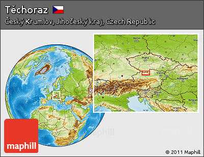 Physical Location Map of Těchoraz