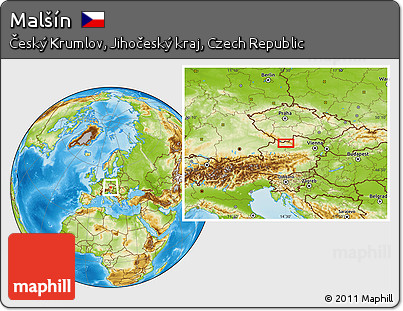 Physical Location Map of Malšín