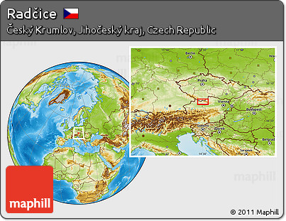Physical Location Map of Radčice
