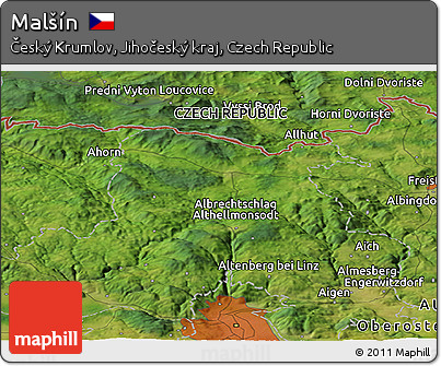 Satellite Panoramic Map of Malšín