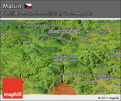 Satellite Panoramic Map of Malšín