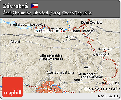 Shaded Relief Panoramic Map of Závratná