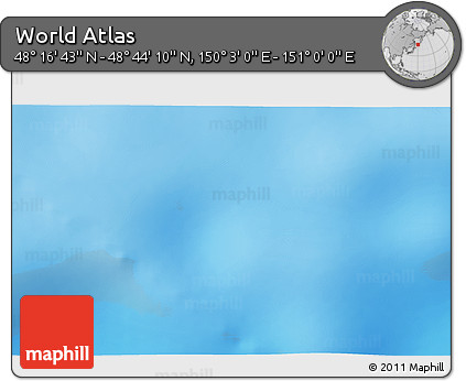 Physical 3D Map of the Area around 48° 30' 27" N, 150° 31' 30" E