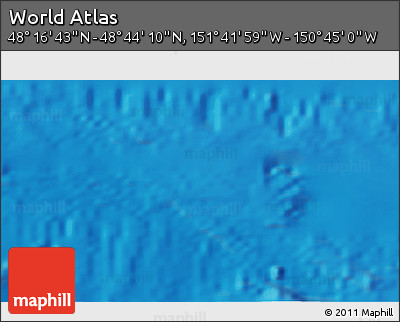 Physical 3D Map of the Area around 48° 30' 27" N, 151° 13' 29" W