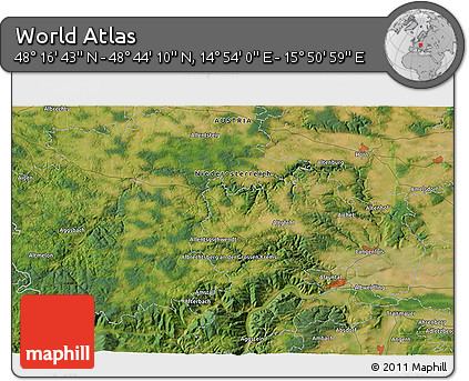 Satellite 3D Map of the Area around 48° 30' 27" N, 15° 22' 30" E