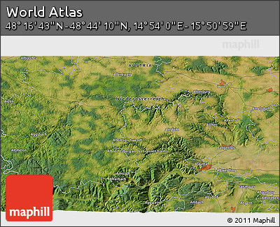 Satellite 3D Map of the Area around 48° 30' 27" N, 15° 22' 30" E
